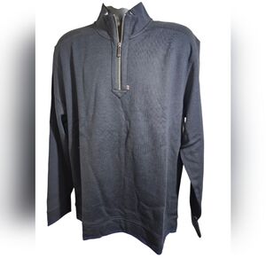 NEW Vintage Italia 1958 Black Half Zip Sweater Blue Tone XL Cotton Tencel